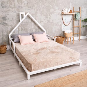 Toddler Bed Frame, Wooden House, Wood Nursery, Montessori Toddler Bed, Bedroom Furniture, Bedroom Interior, Handmade Furniture, Loft Bed