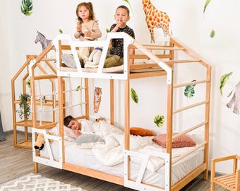 Toddler Tower Bed, Montessori Bed, Bunk Bed Frame, Twin Bed, Nursery Decor, Kids Playroom, Montessori Toys, Loft Kids Bed, Indoor Playground