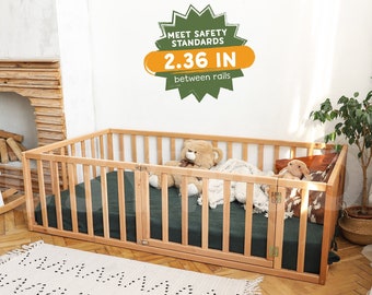 Platform Playpen Bed by Busywood, Wooden Bed Frame, Montessori Bed, Toddler Floor Bed