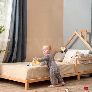 Toddler Bed by Busywood, Bed Frame with Rails, Twin Bed for Children, Montessori Furniture, Nursery Bed