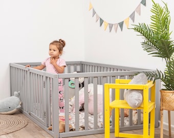 Toddler Bed Frame, Montessori Bed, Kids Platform Bed, Indoor Playground, Toddler Bed, Children Wooden Playpen, Nursey Bed, Bedroom Furniture