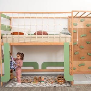 Bunk Bed, Montessori Bed for Twins, Toddler Bed, Twin Bed, Bunk Beds for Kids, Montessori Furniture, Bed Frame, Nursery Decor, Toddler Gym