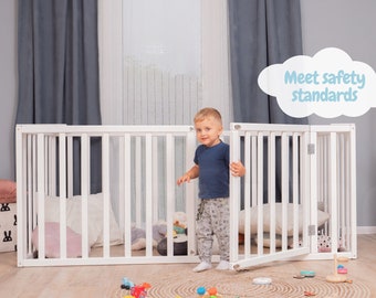 Bett mit Extra Schutz, Bodenbett Montessori, Laufstall Baby, Holzbettgitter, Sicherheitsstandard