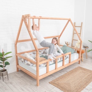 Toddler Playhouse, Bed Montessori, Bed Frame, Children Bed, Bedroom Furniture, Nursery Decor, Indoor Playground, Bed with Legs, Handmade Bed