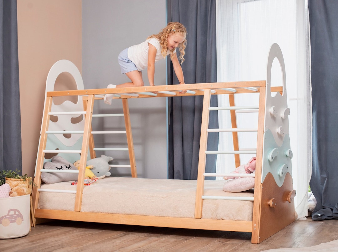 Toddler Climbing Gym Bed by Busywood, Montessori Climbing Bed Frame