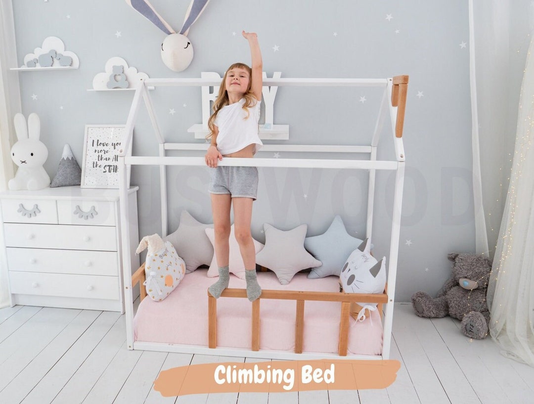 Montessori Climbing Bed Low Profile Bed Frame Toddler Bed Etsy