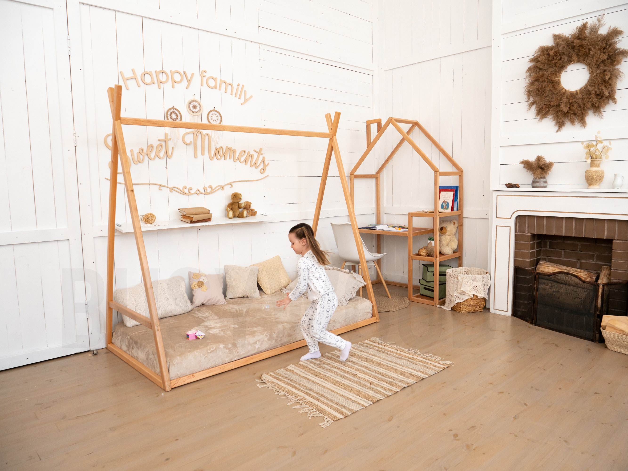 Twin kids teepee Montessori toddler bed Play room House bed Etsy