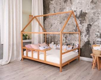 Montessori Bed, Climbing Bed, Toddler Bed, Bed with Rails, Bed Frame, House Bed, Children Home, Unique Bed, Nursery Decor, Baby Play Gym