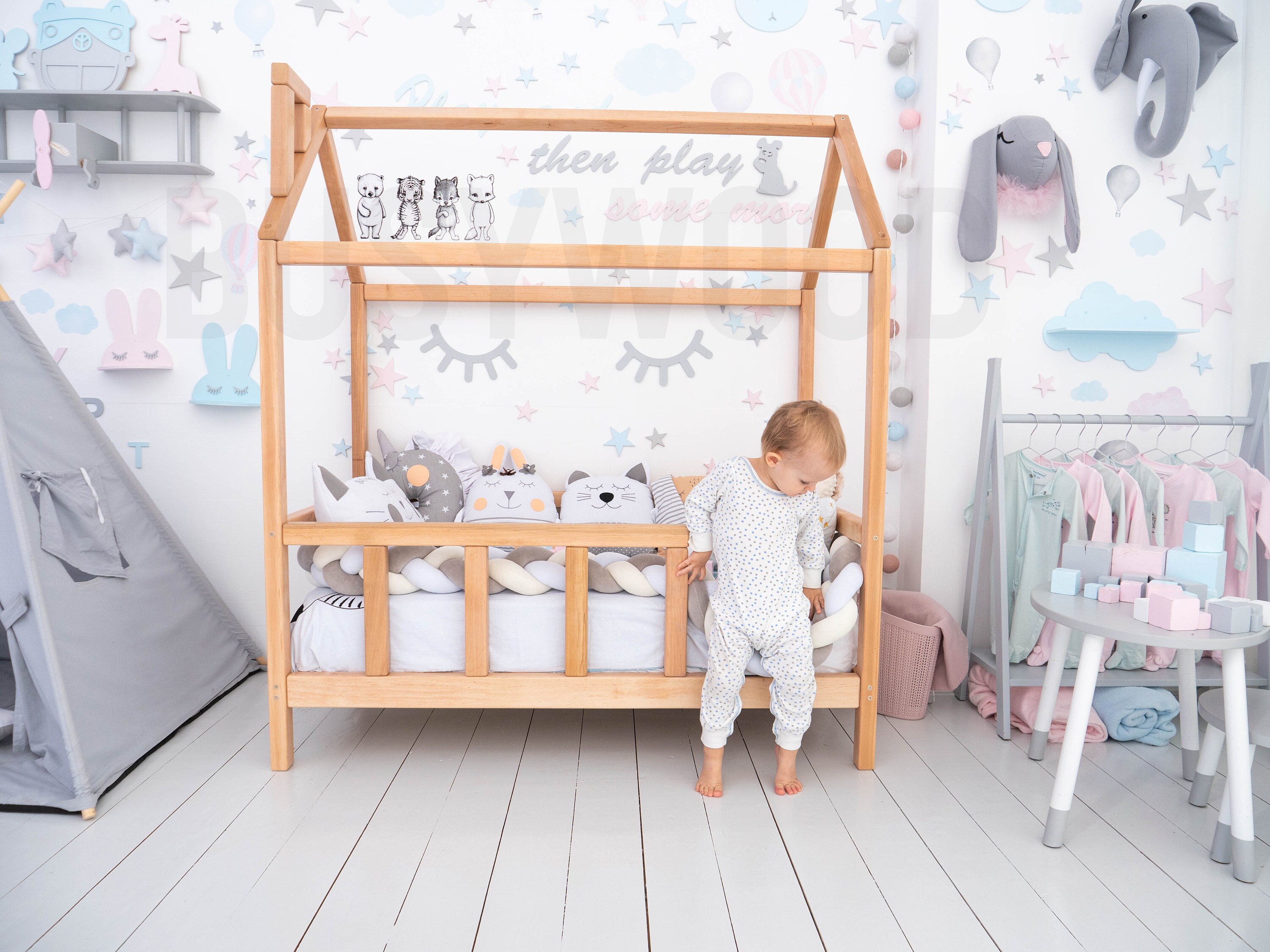 Kids' Furniture Bed Toddler Bed Kid Bed Wood Bed Etsy