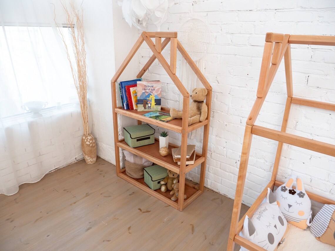 Montessori House shaped shelf Kids bookcase House bookcase Etsy