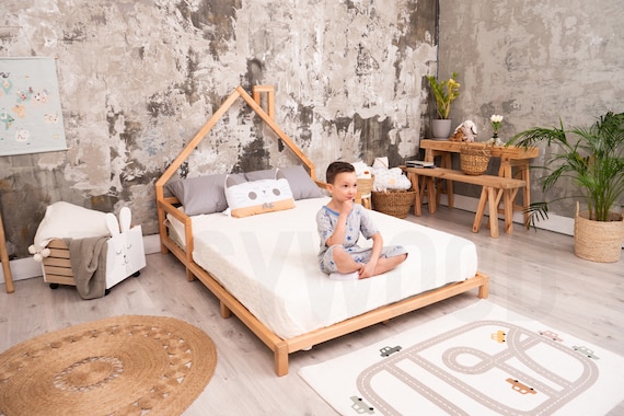 Letto in legno Montessori bambino Letto singolo Letto Montessori completo  Bambini moderni Struttura completa Per bambini Mobili per bambini -   Italia