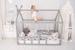 Montessori Toddler Grey Twin House Bed Frame Kids Furniture Farmhouse Indoor Playroom 