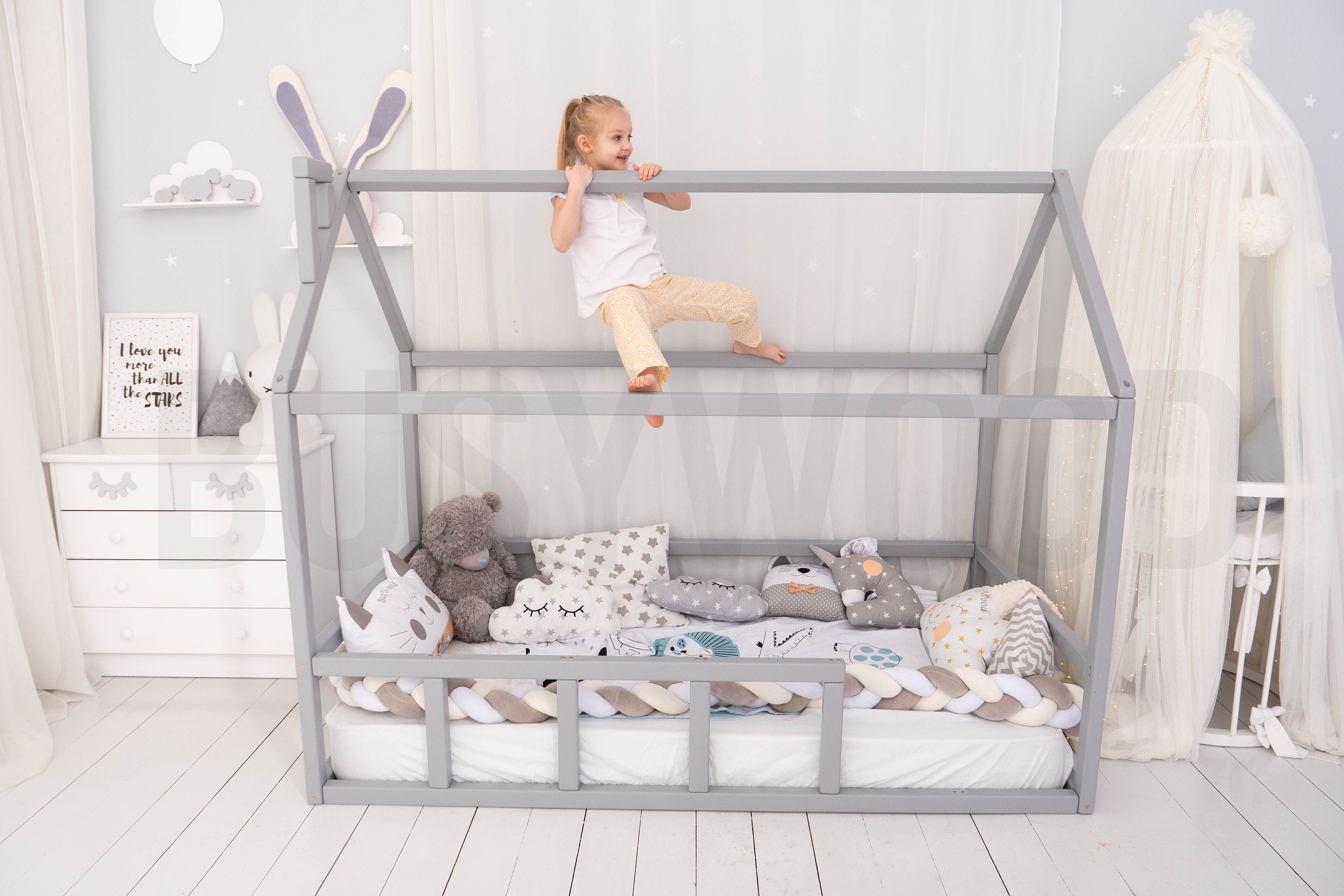 Grey house bed deals