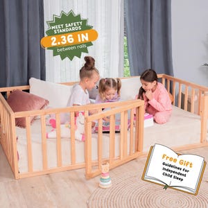 Montessori Bed, Toddler Floor Bed, Solid Wood Platform Bed, Bed Frame, Indoor Playground, Kids Bed, Montessori Furniture, Floor Bed