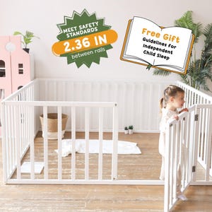 Laufgitter Bett mit Extra Schutz von Busywood, Bodenbett für Kleinkinder, Plattformbett, Montessori Bodenbett, Hochbett, Kinderzimmer Deko, Baby Play Gym