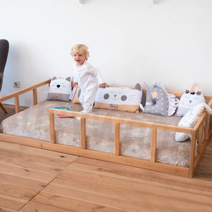 Floor Bed, Wooden Bed, Montessori Furniture, Toddler Bed, Bed Frame, Solid Wood Bed, Platform Bed, Nursery Decor, Handmade Furniture