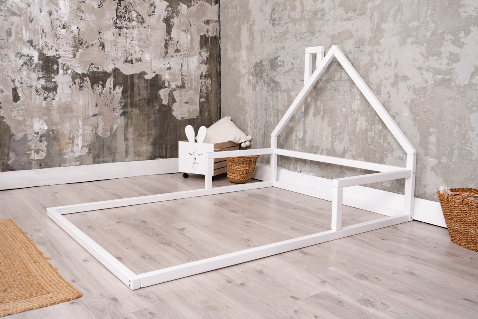 Montessori twin floor bed Toddler bed Wood bed frame Platform Etsy