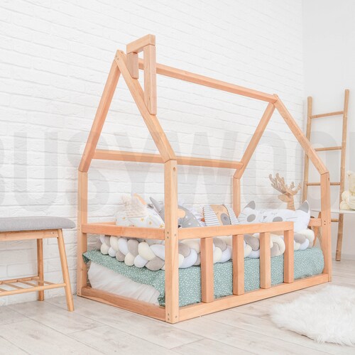 Floor Wood Montessori Nursery Kids Room Decor Bed for First Birthday Gift