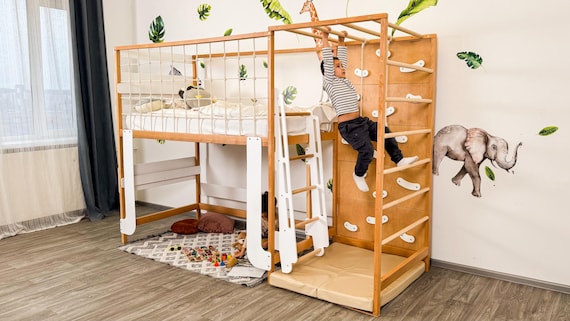 Bunk Bed, Montessori Bed for Twins, Toddler Bed, Twin Bed, Bunk Beds for  Kids, Montessori Furniture, Bed Frame, Nursery Decor, Toddler Gym - Etsy