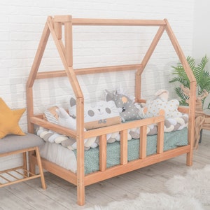 Montessori Baby Bed with Legs, House Wood Bed, Children Bedroom, Nursery Decor, Loft Bed, Canopy Bed, Handmade Furniture, Climbing Gym Bed