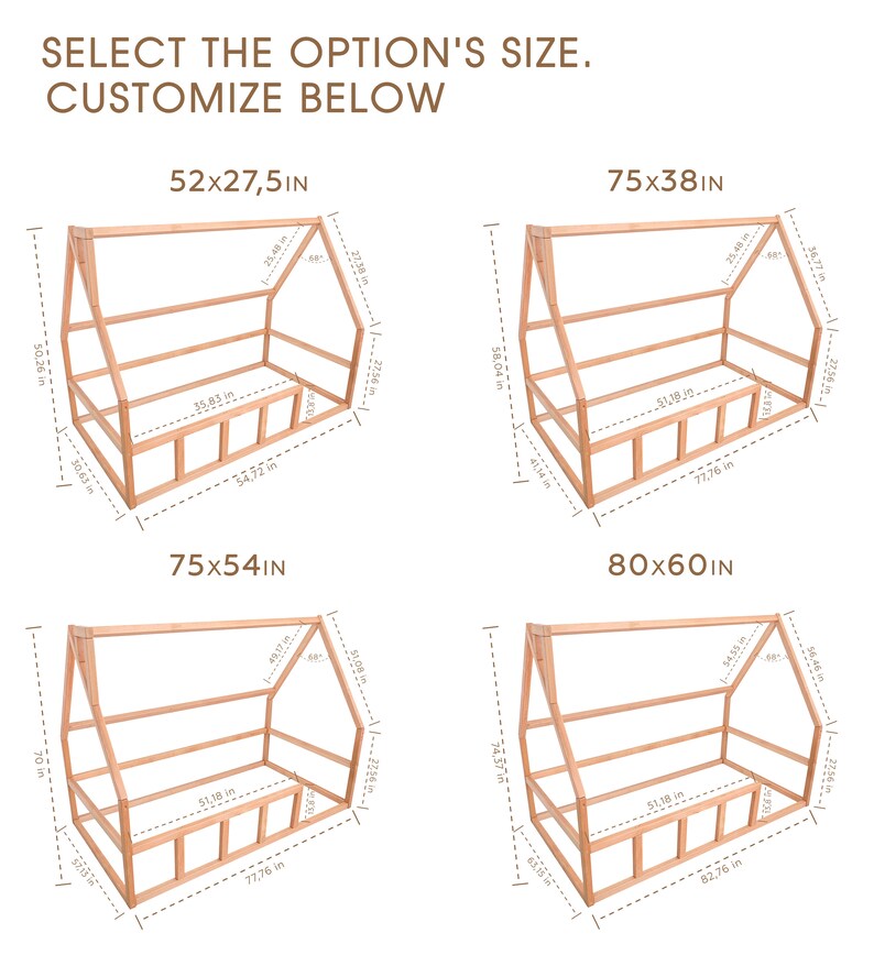 Canopy House Bed Scandinavian Design Montessori Bed Toddler Etsy