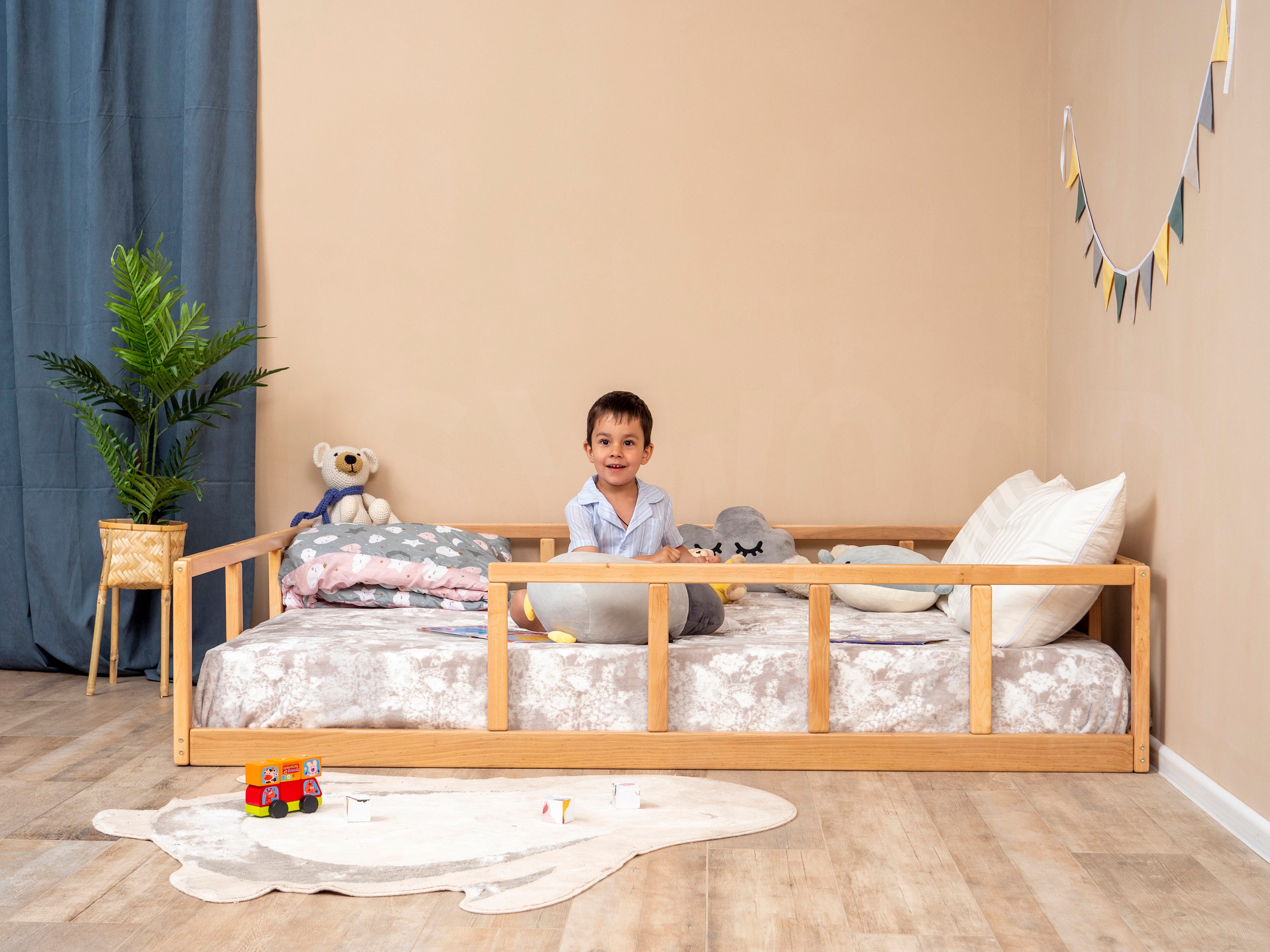 Barandilla de cama infantil TRUSTY - madera maciza - blanco