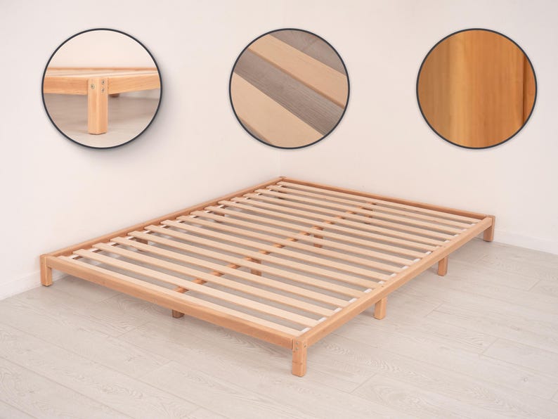 Plattformbett von Busywood, Futon-Basis, Niedrige Plattformbett, Japanischer Tischler Bettrahmen, Niedriges Profil Bett, Minimalistisches Bett, Tatami Plattformbett Bild 7
