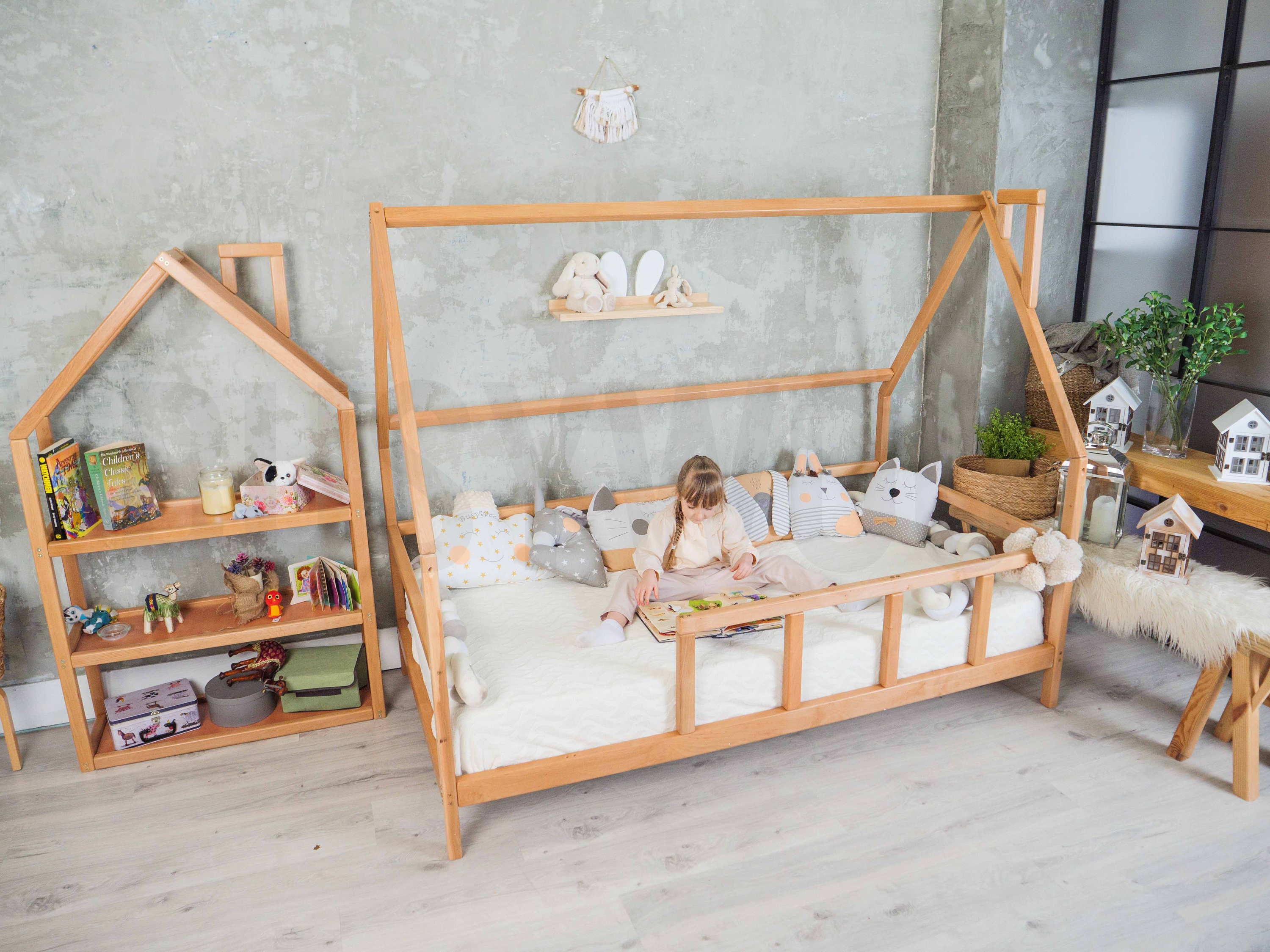 Toddler Bed With Legs & Slats, House Bed Frame, Wooden Furniture, Montessori  Bedroom Design -  Denmark