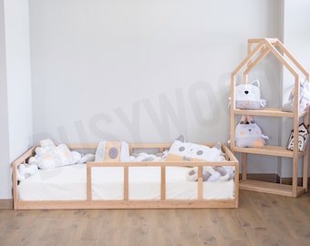 Platform bed with slats, Wooden bed, Bed frame, Platform bed, Nursery bed, Twin bed, Full platform bed, Queen size bed