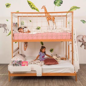 Twin Over Full Kids Bunk Bed, Toddler Bunk Bed, Montessori Twins Bed, Kids Playhouse, Loft Kids Bed with Climbing Net, Kids Furniture image 9