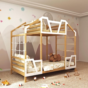 Toddler Tower Bed, Montessori Bed, Bunk Bed Frame, Twin Bed, Nursery Decor, Kids Playroom, Montessori Toys, Loft Kids Bed, Indoor Playground