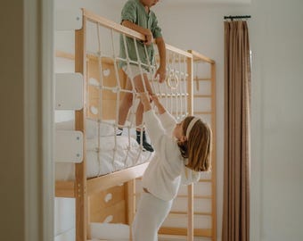 Bunk Bed, Toddler Gym Bed, Montessori Bed, Montessori Furniture, Kids Play Bed, Twin Bed Frame with Drawers, Indoor Playground,  Kids Toys