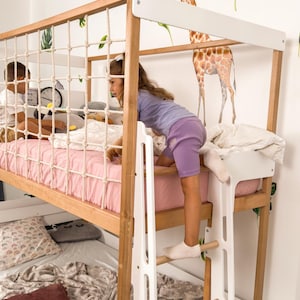 Twin Over Full Kids Bunk Bed, Toddler Bunk Bed, Montessori Twins Bed, Kids Playhouse, Loft Kids Bed with Climbing Net, Kids Furniture image 7