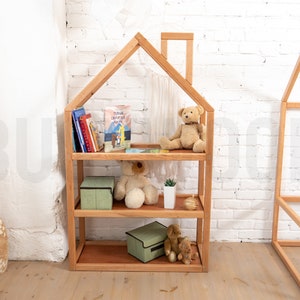 kids bedroom	book storage	house shaped shelf	nursery shelf	kids bookcase	montessori furniture	montessori toddler	wood furniture	nursery bookcase	babyzimmer	bucherregal	montessori regal	baby shower gift
