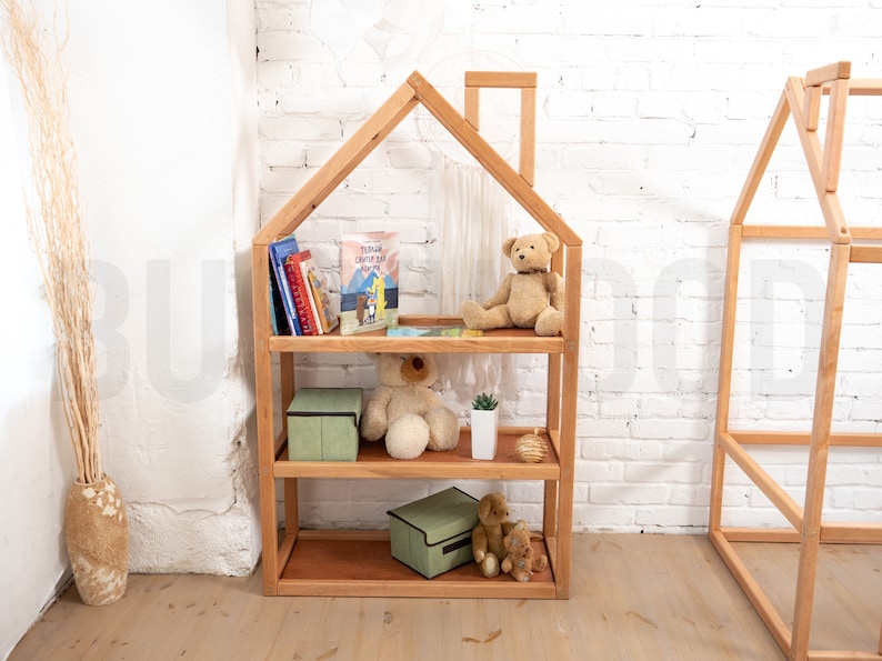 kids bedroom	book storage	house shaped shelf	nursery shelf	kids bookcase	montessori furniture	montessori toddler	wood furniture	nursery bookcase	babyzimmer	bucherregal	montessori regal	baby shower gift