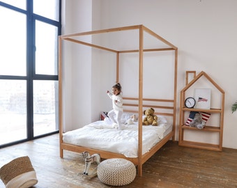 Four Poster Bed by Busywood, Montessori Bed, Canopy Bed, Full size Bed