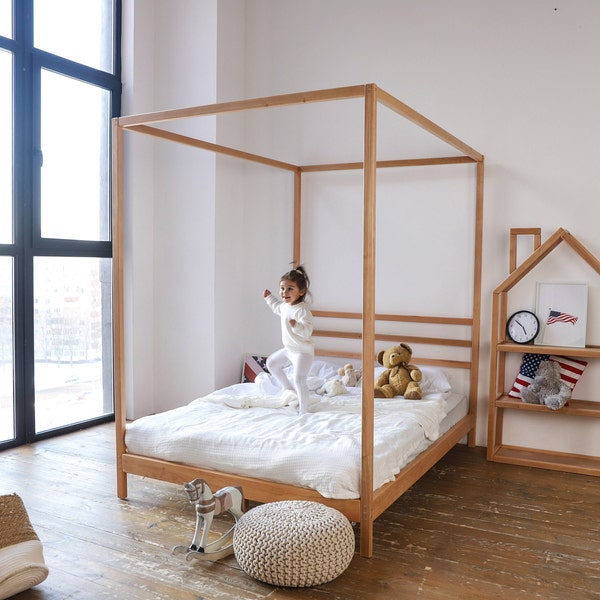 Cama con dosel de Busywood, cama Montessori, cama con dosel, cama de tamaño completo