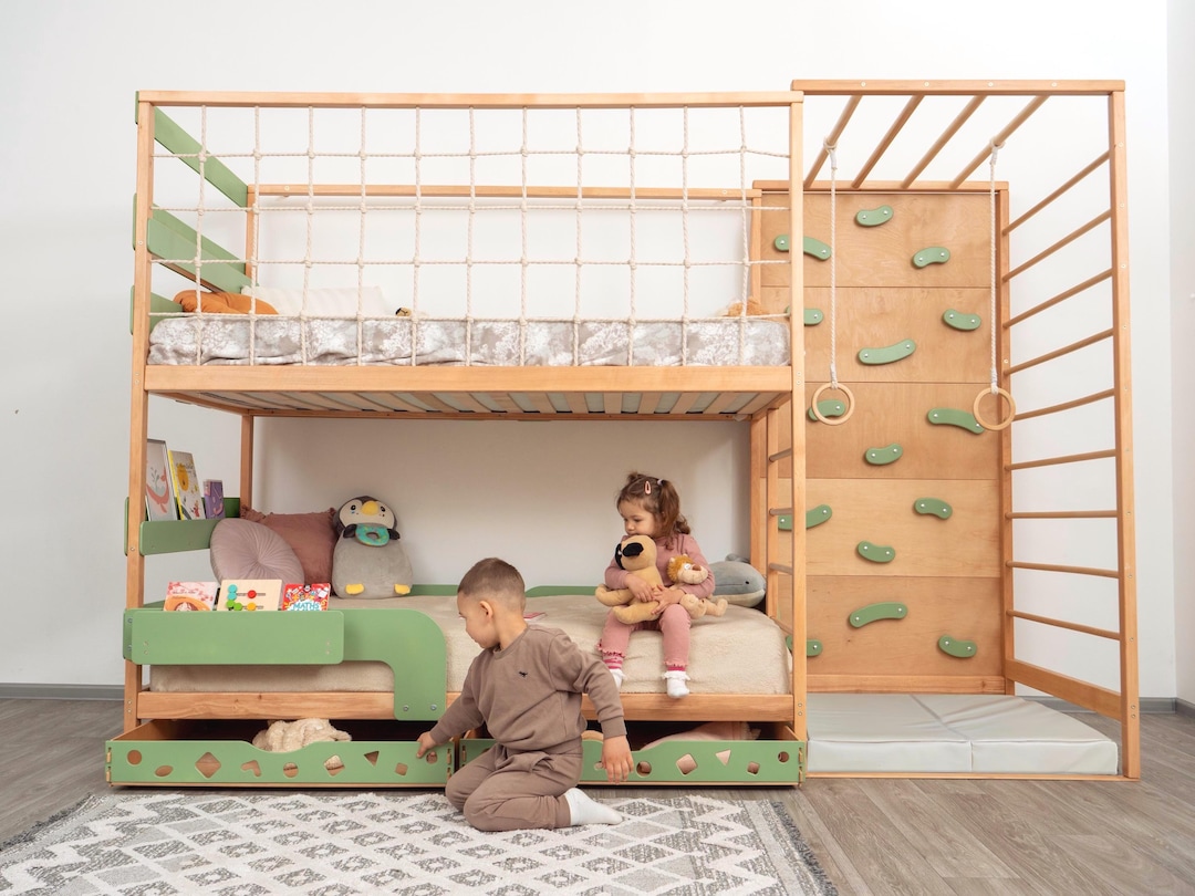 Litera para niños pequeños, cama alta individual, cama individual Montessori, literas, muebles Montessori, decoración infantil, estructura de cama, cuna, camas infantiles - Etsy España