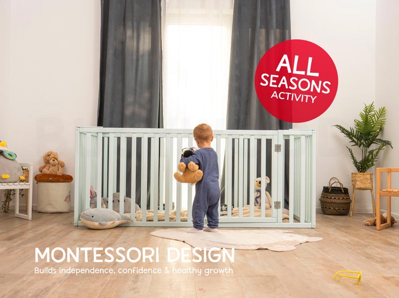 Peuterbed, montessori-vloerbed, houten platformbed, laag profiel bedframe, kinderbed, decoratie kinderkamer, kindermeubels afbeelding 4