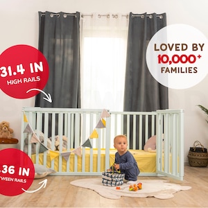Peuterbed, montessori-vloerbed, houten platformbed, laag profiel bedframe, kinderbed, decoratie kinderkamer, kindermeubels afbeelding 6