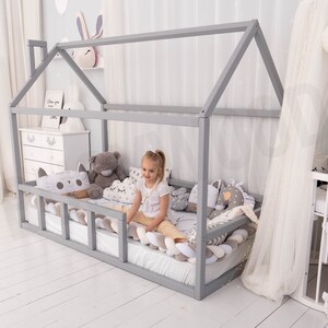 House bed, Twin floor bed, Montessori furniture, Kids' life, Toddler floor bed, Children home