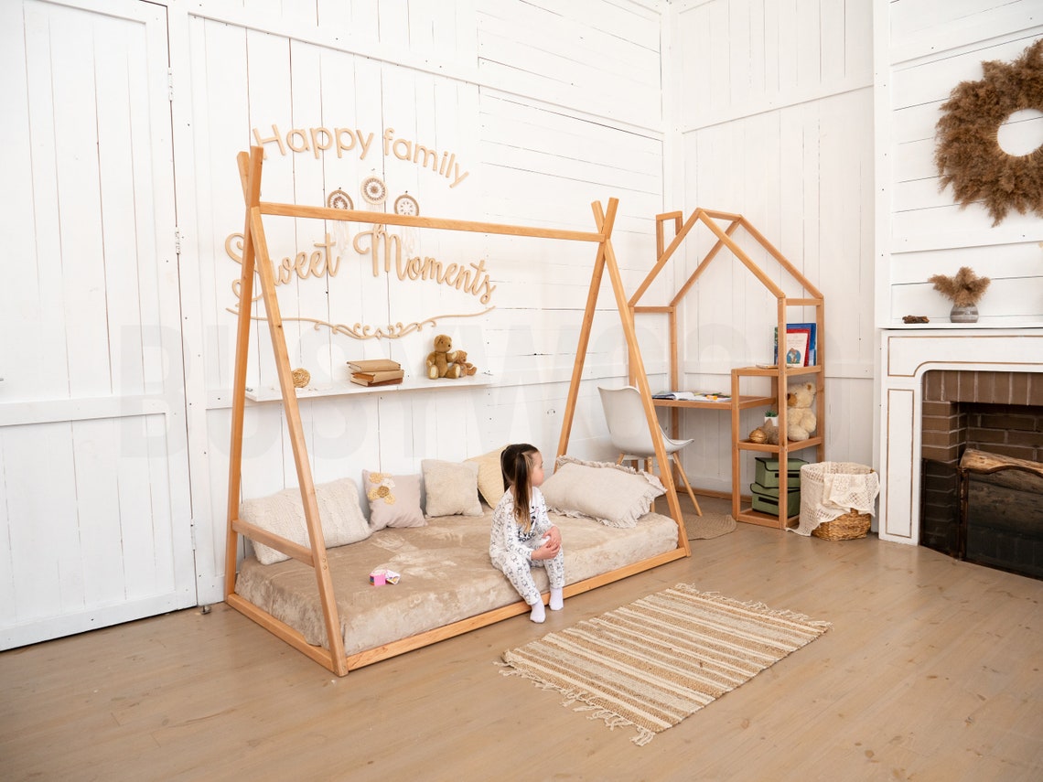 Twin kids teepee Montessori toddler bed Play room House bed Etsy