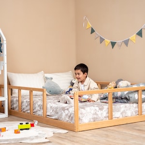 Toddler Floor Bed, Montessori Bed Frame, Montessori Floor Bed with Slats, Loft Bed for Kids, Wood Platform Bed, Montessori Furniture