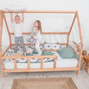Wood house, Bed frame, Twin bed, Toddler bed, House bed, Children home, Full bed, Nursery bed, Kids bedroom
