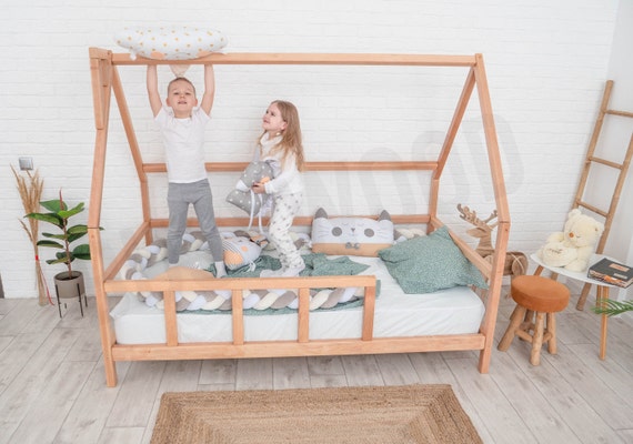 Wood House Bed Frame Twin Bed Toddler Bed House Bed - Etsy