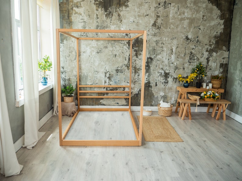 Canopy Bed Frame, Solid Wood Bed, Ecofriendly Furniture, Bedroom Decor