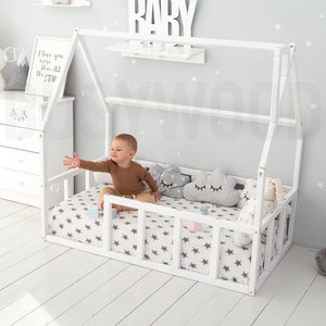 Montessori bed for Sleeping Only Busywood Toddler Bedroom Floor bed House bed Wood bed Frame bed Playhouse Bed Home