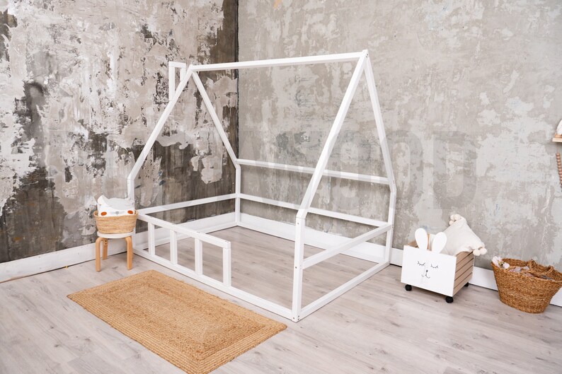 Canopy House Bed Scandinavian Design Montessori Bed Toddler Etsy