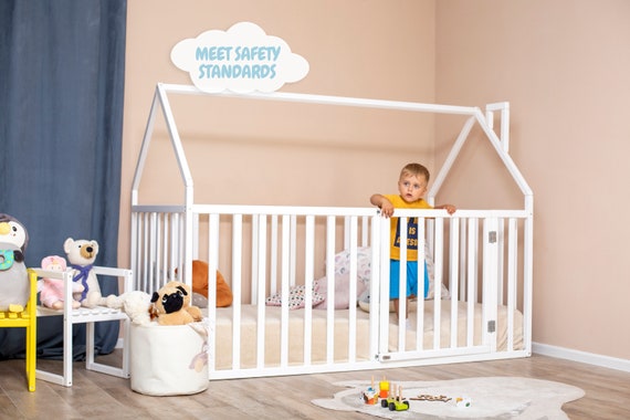 Montessori Baby Playpen With Extra High Rails Solid Wood Indoor Playhouse Bed With Fall Protection Platform Toddler Bed Safe Playpen Etsy Canada