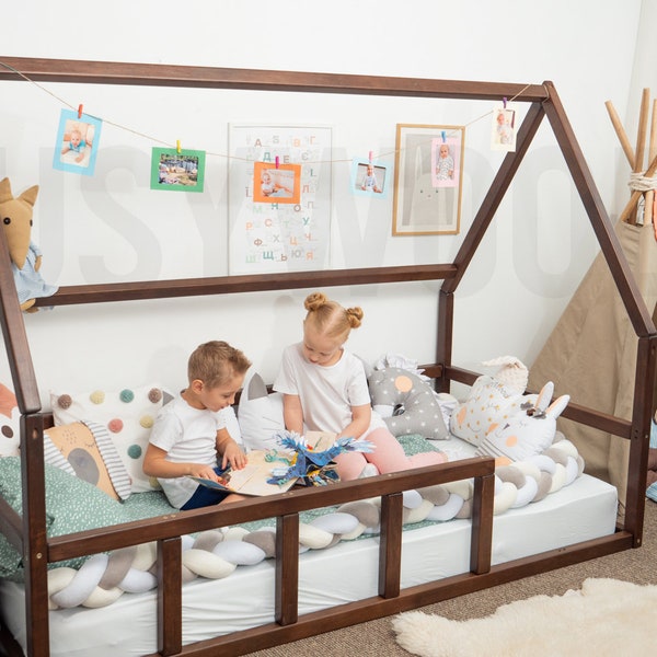 Montessori Floor Bed, Playhouse, Platform bed, Twin Toddler Bed, Wooden Bed, Ecofriendly Furniture, Bed Frame